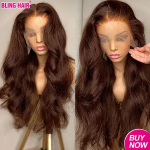 Bling Hair Brown Body Wave 13x4 13x6 Lace Frontal Wigs Real Human Hair Pre Plucked Hairline Ear To Ear Lace Front Wig For Women Summervibes