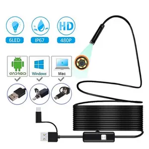 USB LED Endoscope 7.0mm Waterproof Endoscope Inspection Camera For Android PC 2m