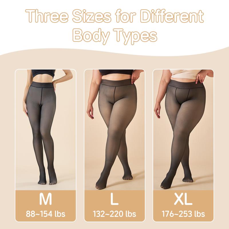 Fleece-Lined Sheer Tights for Women – Warm Winter Leggings Pantyhose with a Translucent Look