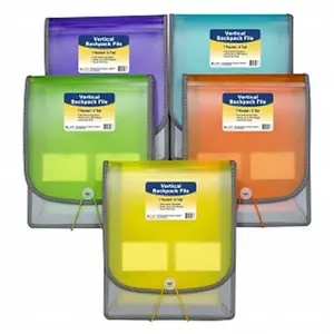 C-line Products Vertical Backpack File, 7 Pockets, 8-1/2' x 11' Letter Size, Heavyweight Poly, Expanding Gusset, Additional Storage, Assorted