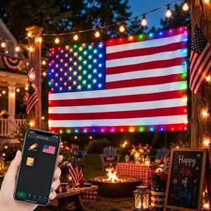 Avatar Controls 3x5FT  Smart American Flag Lights App Control Flag 4th of July Decorations Lights DIY Color, Music Sync Light Up Patriotic US Flag Lights for Wall Bedroom, Memorial Day, Independence Day, 250th Anniversary