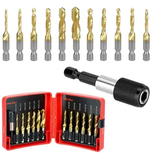 3-in-1 Drill Tap Bit Set, Drill Tap & Countersink in One Step, 13PCS SAE & Metric with Quick Change Adapter