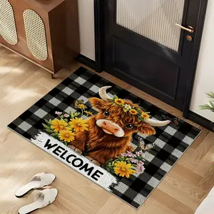 1/2/3PCS Farmhouse Kitchen Rugs,Non Slip Washable Mats Durable Stain Resistant Floor Mat Set, Highland Cow Welcome Kitchen Runner Rug,Doormat 16"X24"+20"X32"+20"X47"