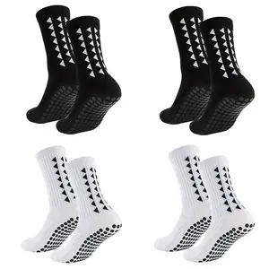 4 Pairs Grip Soccer Socks Cushioned Non Slip Football Athletic Sports Socks for Boys Girls