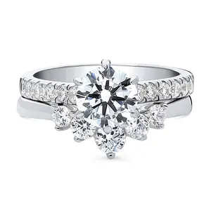 Solitaire 5-Stone Wishbone 1.25ct CZ Ring Set in Sterling Silver