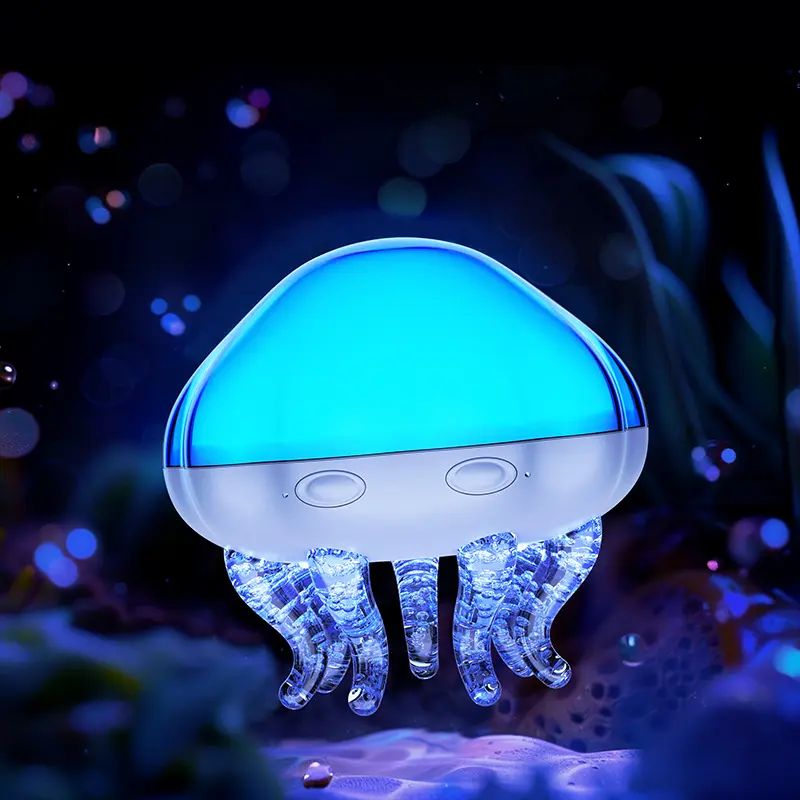 Jellyfish Shaped LED Ocean Wave Projector Night Light, RGB Color Changing, 3 Interchangeable Lampshades, Remote Control, Auto Timer, USB Plug-in (No Built-in Battery), Dual Mode Projection for Indoor Relaxation, Kids Bedroom Decor