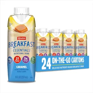 Carnation Ready-to-Drink Caramel Breakfast Beverage, 8 FL OZ, 24-Pack, 10g Protein, Vitamins D & C, Immune Support, Gluten-Free, Kosher (Requires Chilled Refrigerated Storage)