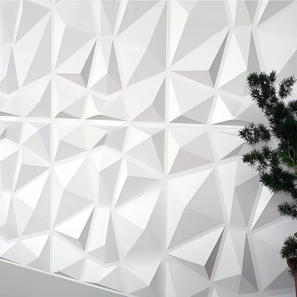 Aozey 40 Pcs 3D Art Diamonds Wall Panels, Vinyl 3D Wall Tiles, Interior Wall Decor for Living Room, Bed Room, TV Background, Feature Walls, Home Decorations