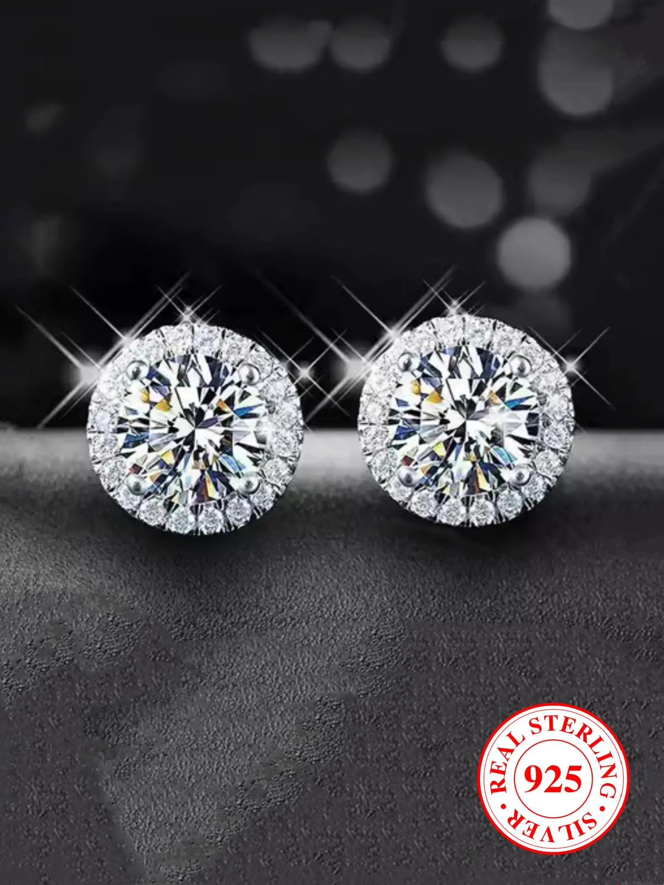 S925 Sterling Silver Round Shaped Rhinestone Decor Stud Earrings, High Quality Earrings, Fashion Jewelry for Women & Men, Trendy All-match & Exquisite