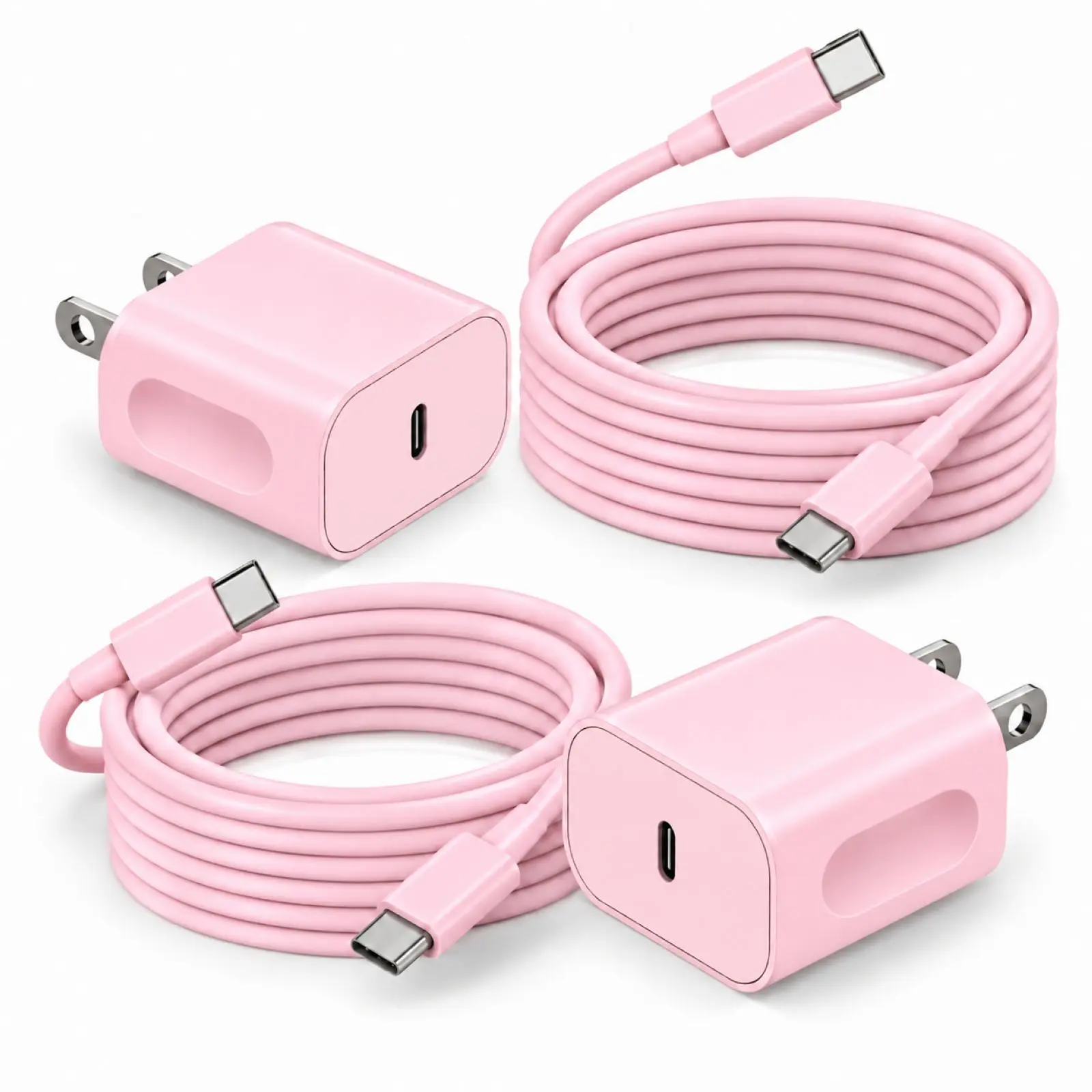 SANPRIO 2 Pack 20W Super Fast Charger with 10Ft Type-C to C Cable for iPhone 16/15 iPad Pro12.9/11 Air Mini USB Mobile Smartphone Charging Device Pink - Cellphone