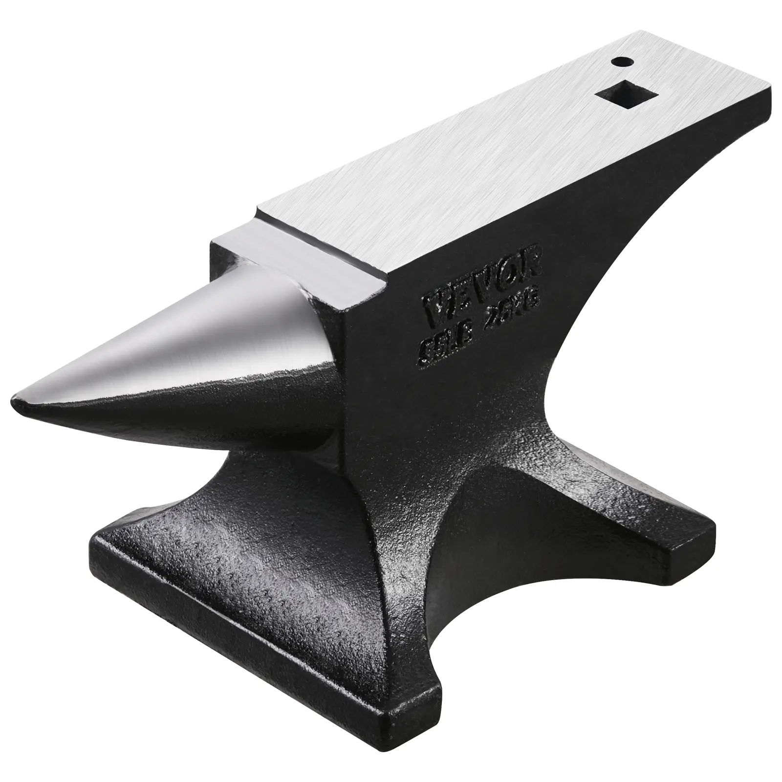 VEVOR 55lbs Cast Steel Single Horn Anvil - High Hardness Rugged Round Horn Anvil for Blacksmiths, Large Countertop, Stable Base, Heavy-Duty Hardware Metal Working Tool for Bending, Shaping, Twisting | Father's Day Gift