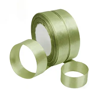 2 Rolls of Eucalyptus Green Satin Ribbon, Decorative Ribbon, 40.4 Meters Total, 25mm Wide Satin Fabric Ribbon for Wedding Decor & Event Styling, Gift Wrap & Presentation, Baptism & Birthday Party Embellishments, Creative Crafting & DIY Supplies