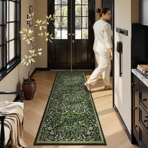 Vintage Floral Hallway Rug, Decorative Area Rug, Non-Slip Long Runner Carpet, Easy Clean, Suitable for Corridor Living Room Bedroom Home Decor, Decorative Rugs