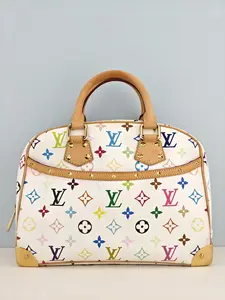 Pre-owned Monogram Multicolore coated canvas Clutches & Wristlets Louis Vuitton Monogram Multicolore Trouville White Handbag【MI1077】