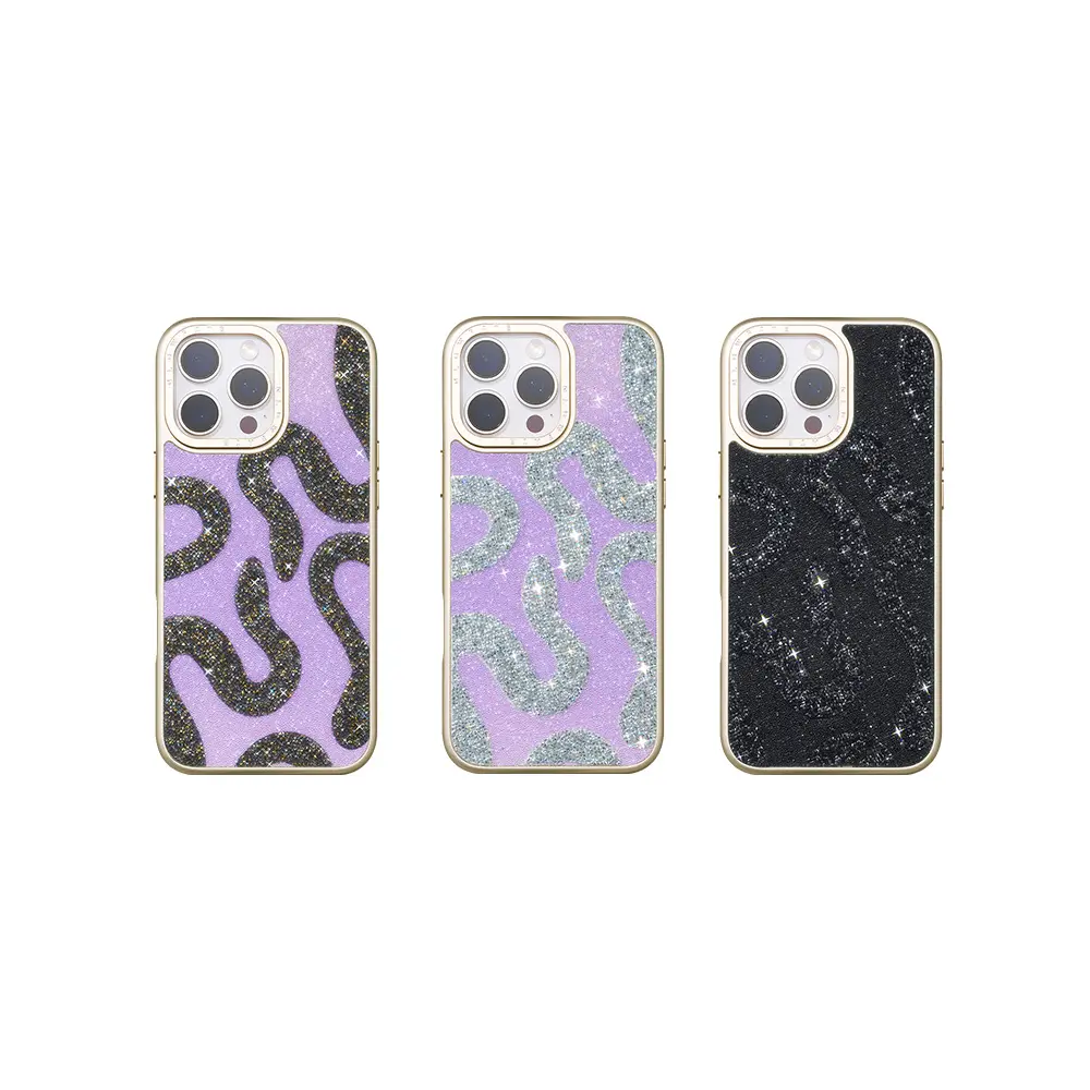 GLOWFATE Luxury Eco-Friendly Lightweight Animal Print Crystal Snake Skin Phone Case, Shockproof Magnetic Accessory with Custom Metal Buttons, Glam Brilliant Shine Fit for iPhone 14/16 Pro Max, Accessories, Cover
