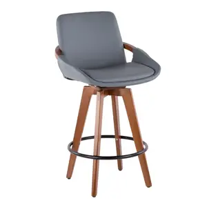 26" Cosmo Mid-Century Modern Counter Height Barstool Gray/Walnut - LumiSource