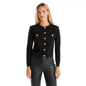 Loretta Knit Cardigan Top - Black