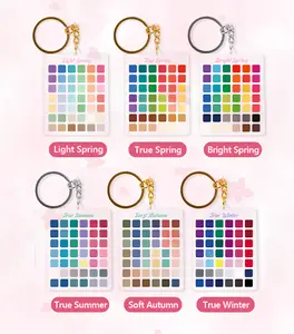 Seasons Color Analysis Swatch Keychain Portable Seasonal Palette for Personal Styling Guide, Clear Acrylic Keychain