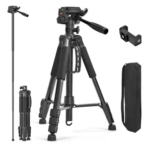 63 Inch Video Tripod Stand, Adjustable Height Camera Holder, Compatible with iPhone Dslr Cameras Telescopes Projectors, Ideal for Photography & Filming, Monopod