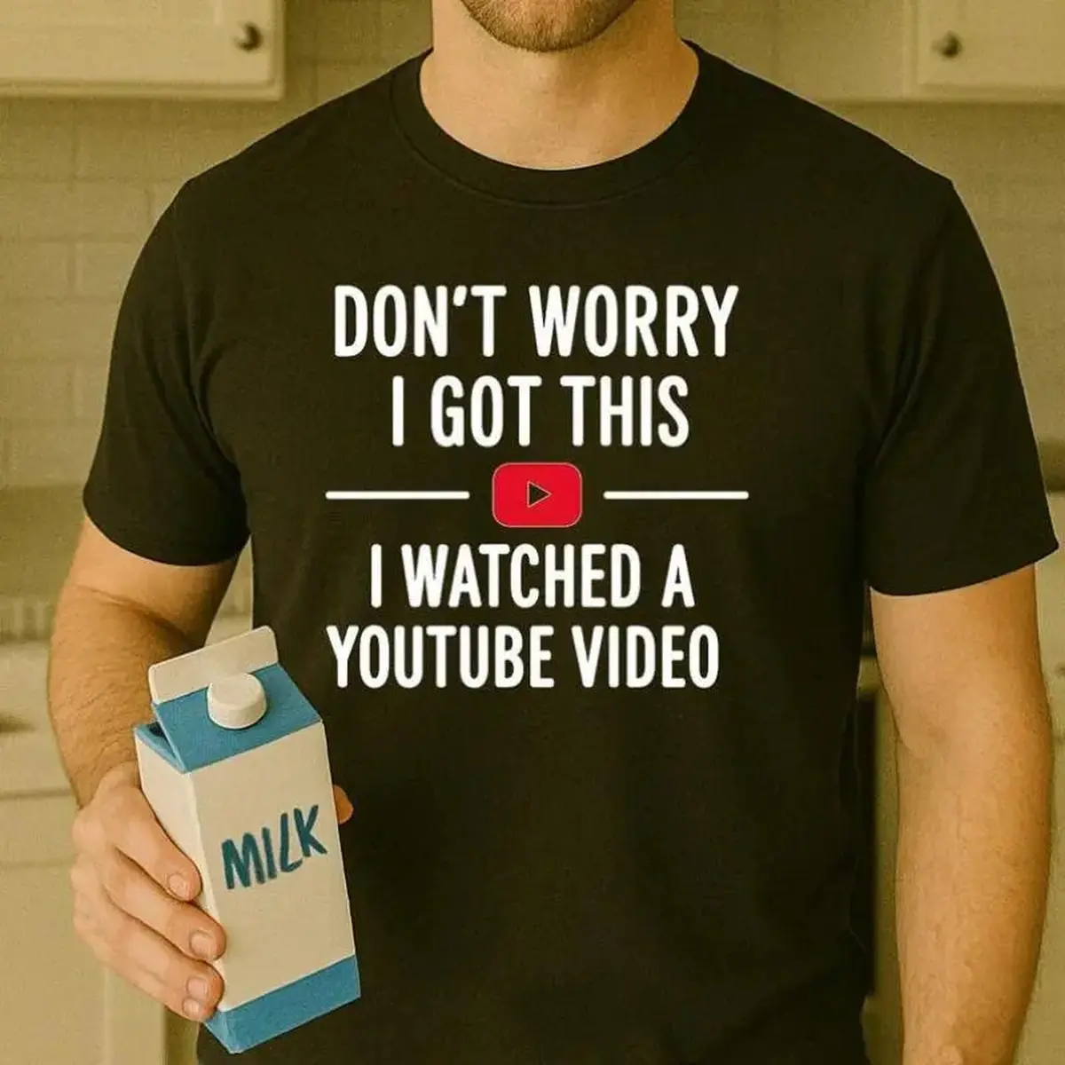 I Watched A YouTube Video Funny Graphic Cotton T Shirt Casual Loose Fit Ribbed Round Neck Short Sleeve Classic Seamless Fabric Father S Day Gift Fashion Apparel For Men
