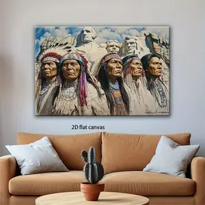 Founding Fathers Native American Indian Tribe Canvas Wall Art Modern Home Bedroom Office Aesthetic Decoration Stretched Framed Ready to Hang Ornaments Artistic Photo Print