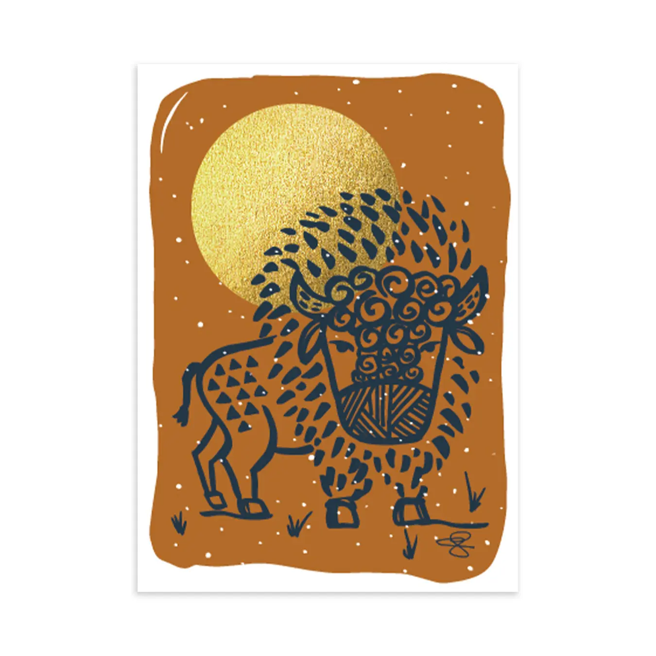 Bison Greeting Card (Snowfall)