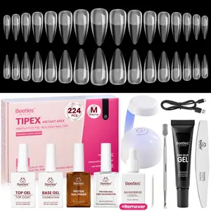 Beetles Tipex Nail Extension Tips Manicure Kit with remover -224Pcs Kit 96/192/512Pcs Stock Up Almond/Coffin/Square/Oval/Stiletto/Squoval Shape Thick Acrylic Nail Manicure DIY Nail Glue mothersdaygift Spring Nail Summer Nail Vacation Nail #SummerVibes