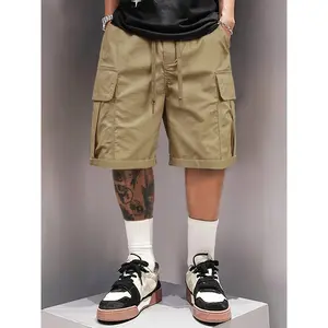 NewBdhjydb Men'S Summer Shorts, Casual Drawstring Suspenders for The Street, Lightweight Loose Fashion Shorts with Large Flap Pockets, Men'S Outdoor Cargo Pants.