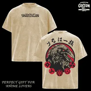 Uchiha Sharingan Premium Cotton Tee, Anime Graphic Shirt, Vintage Washed Oversized T-Shirt, Mangekyo Eye Streetwear, Heavy Cotton Unisex Outfit