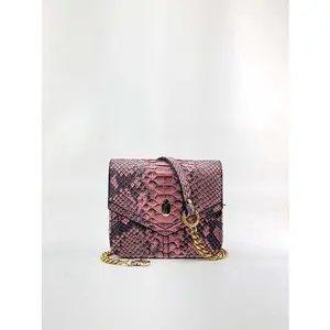 Pink Snakeskin Nano Crossbody Clutch Bag