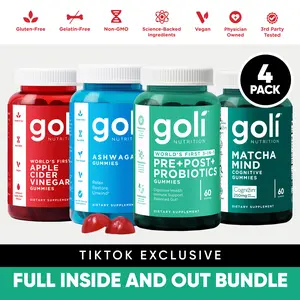 Goli's Inside & out Bundle for Stress, Gut, Immune & Cognitive Support – World’s First 3-in-1 Pre, Post & Probiotic, Apple Cider Vinegar & Vitamin B12, Ashwagandha & Vitamin D, + Matcha Mind Gummies with Cognizin. Gluten & Gelatin-Free, Vegan, Non-GMO