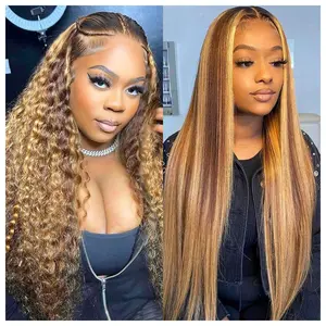 【Live Combo】2 Wigs | Lace Front Wig Deep Wave Human Hair 180 Density Human Hair 13x4 HD Honey Blonde 4/27 Lace Frontal Wigs Body Wave Wigs Human Hair