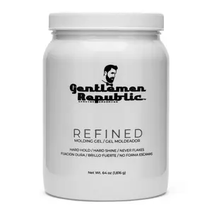 Gentlemen Republic 64oz Refined Hair Gel for Men - Alcohol-Free, Humidity Resistant, Strong Hold, Flake-Free, Clear, Made in the USA - Haircare
