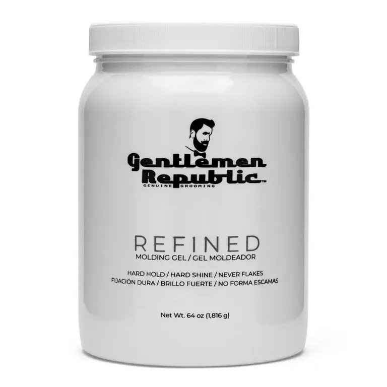 Gentlemen Republic 64oz Refined Hair Gel for Men - Alcohol-Free, Humidity Resistant, Strong Hold, Flake-Free, Clear, Made in the USA - Haircare