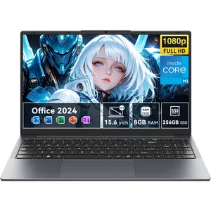 2026 Laptop Computer, 15.6" Laptops with office 2024, Intel M3 Processor, 8GB RAM 256GB SSD, FHD IPS Display, Windows 11 pro, Dual Band WiFi, BT 5.0, Thin & Lightweight Notebook for Student Home Business