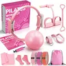 homimanor Pilates Kit - Pilates Ring Set for Women Home Workout, Home Pilates Equipment for Beginners with 15'' Magic Circle, 9.8" Yoga Ball and Resistance Bands, Pilates Workout Set for Body Toning