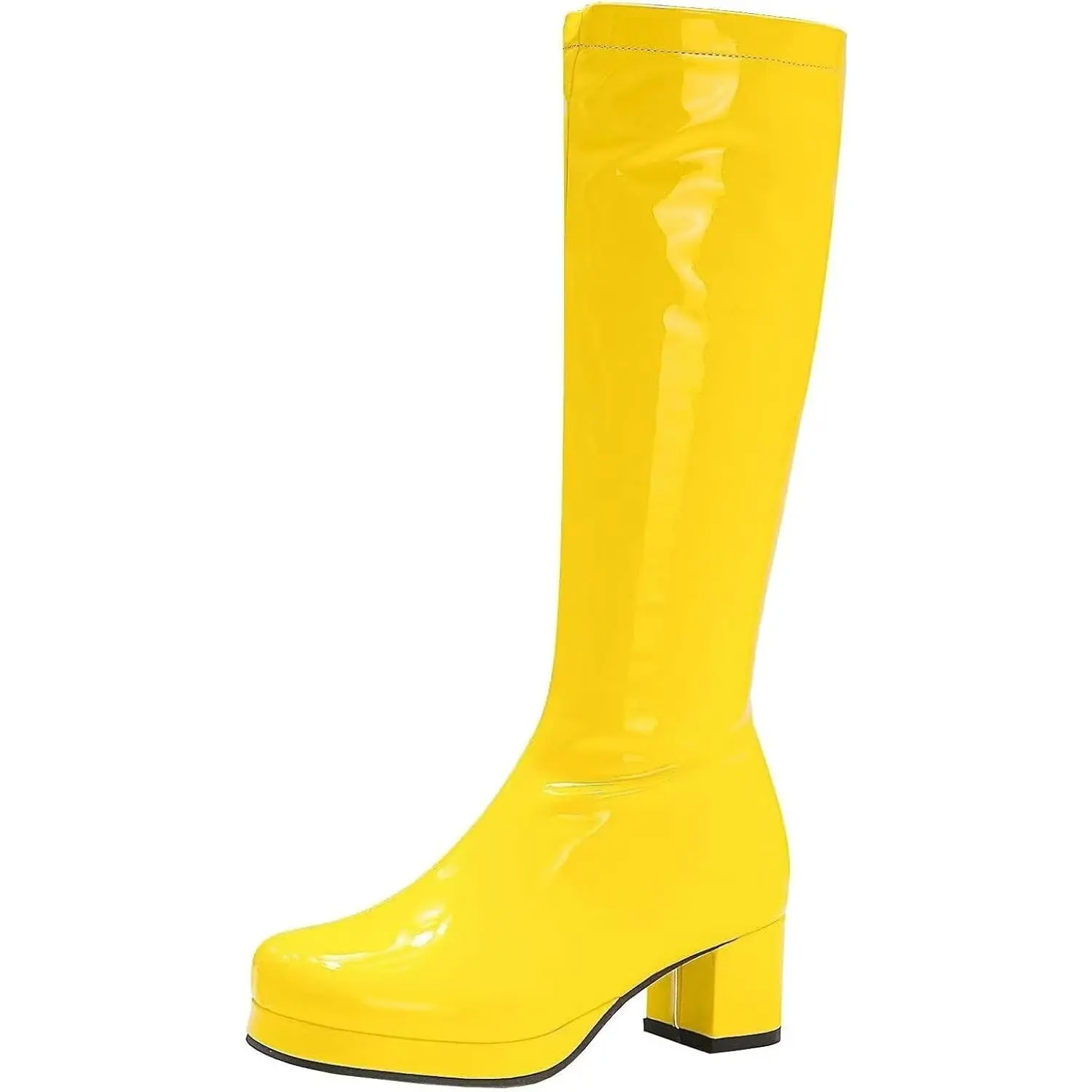 Women's 70's Gogo Boots For Women Low Block Heel Chunky Knee High
