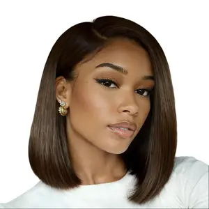【NEW】Nadula Dark Chocolate Brown Yaki Straight 7x5 Lace Side Part Bob Wig Shoulder-Length Wig Put On And Go Glueless Human Hair Wig Summervibes TikTokShopStockUp