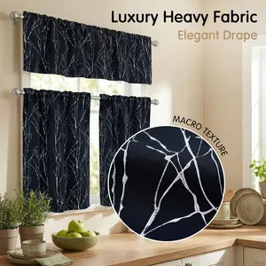 Summer Vibes, 52x18 and 26x36 Inch 3pcs Tree Branch Blackout Curtains for Living Room Bedroom Kitchen Linen Blackout Curtains, Rod Pocket Luxury Black Out Curtains for Windows Apartment FT24791