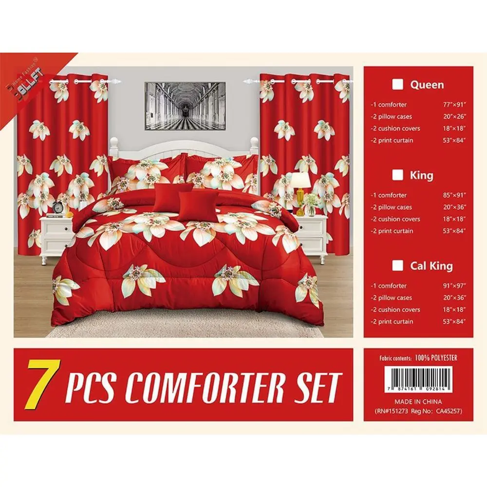 Luxury 7-Piece King Comforter & Curtain Set