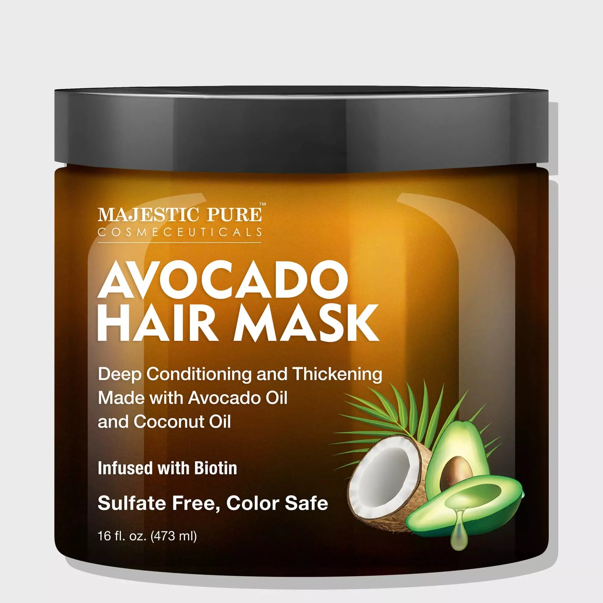Avocado & Coconut Oil Hair Mask, Deep Conditioning Haircare Treatment for Intense Moisture and Frizz Control, Smooths and Repairs Dry, Damaged Hair, 16 oz, Argan, Shiny Hair
