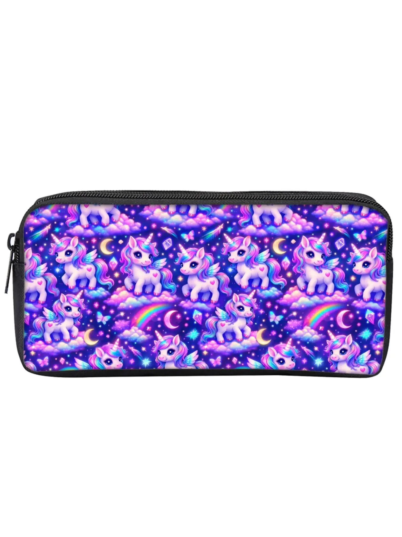 Single-layer pencil case with unicorn and pony print