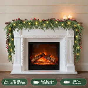 Optimized title (90 chars):   "9FT LED Christmas Garland with 100 Lights - Indoor/Outdoor Holiday Decor"   Key elements kept:   - Length (9FT)   - Product type (LED Christmas Garland)   - Key feature (100 Lights)   - Usage (Indoor/Outdoor)   - Season