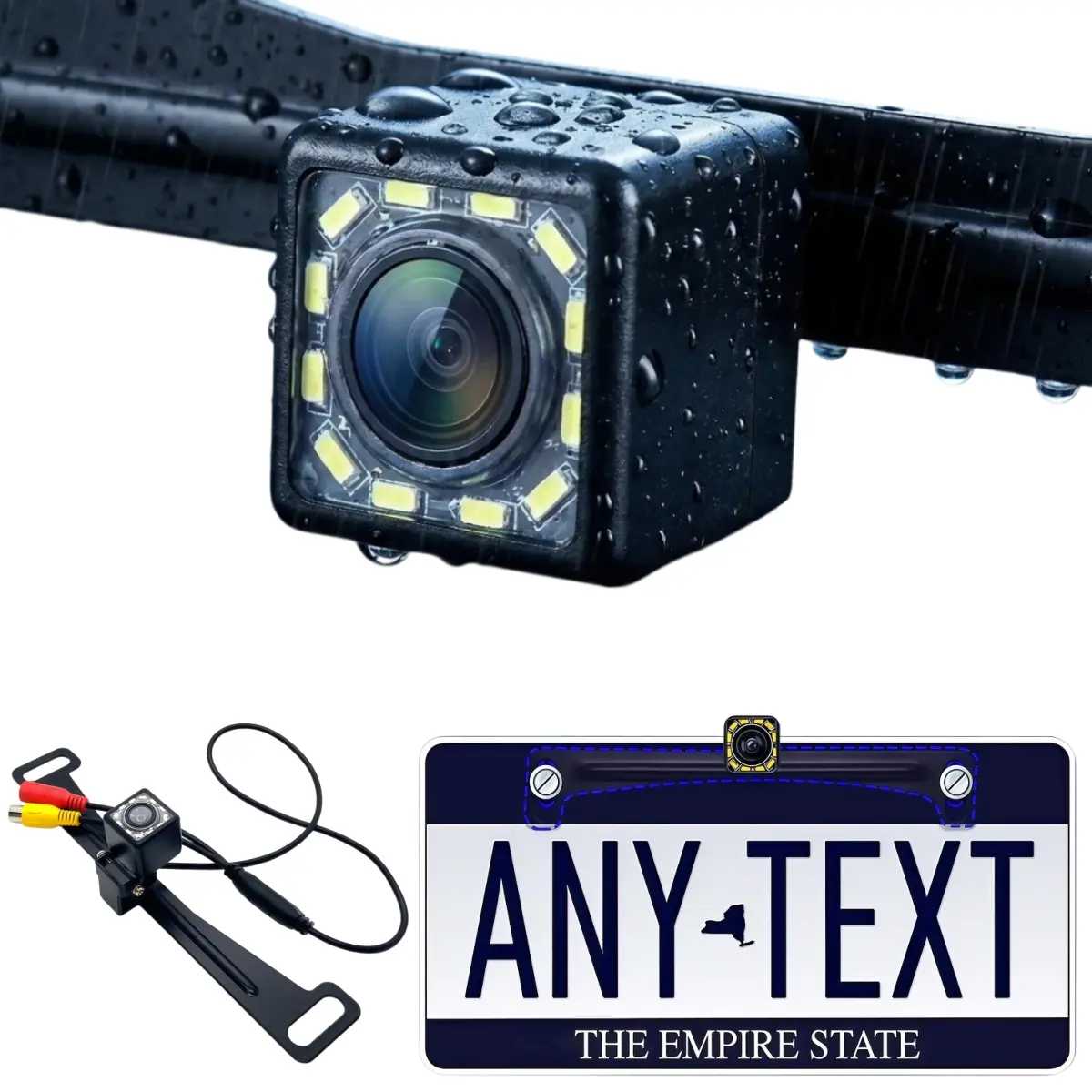 12 LED Car Rear View Backup Camera, Wired Auto Car Rear View Camera Monitor Rear Backup System 170° Auto Wide Viewing Angle  License Plate Reverse Camera Waterproof, Universal Vehicle External Accessories for Alpine ILXW650 ILX-W650
