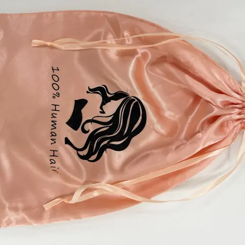 CHUDI Satin Wig Storage Pouch - Soft, Thick Quality Material Storage Bag with Drawstring Tassel, Pink Sohochic, Saves Space, Avoids Frizziness
