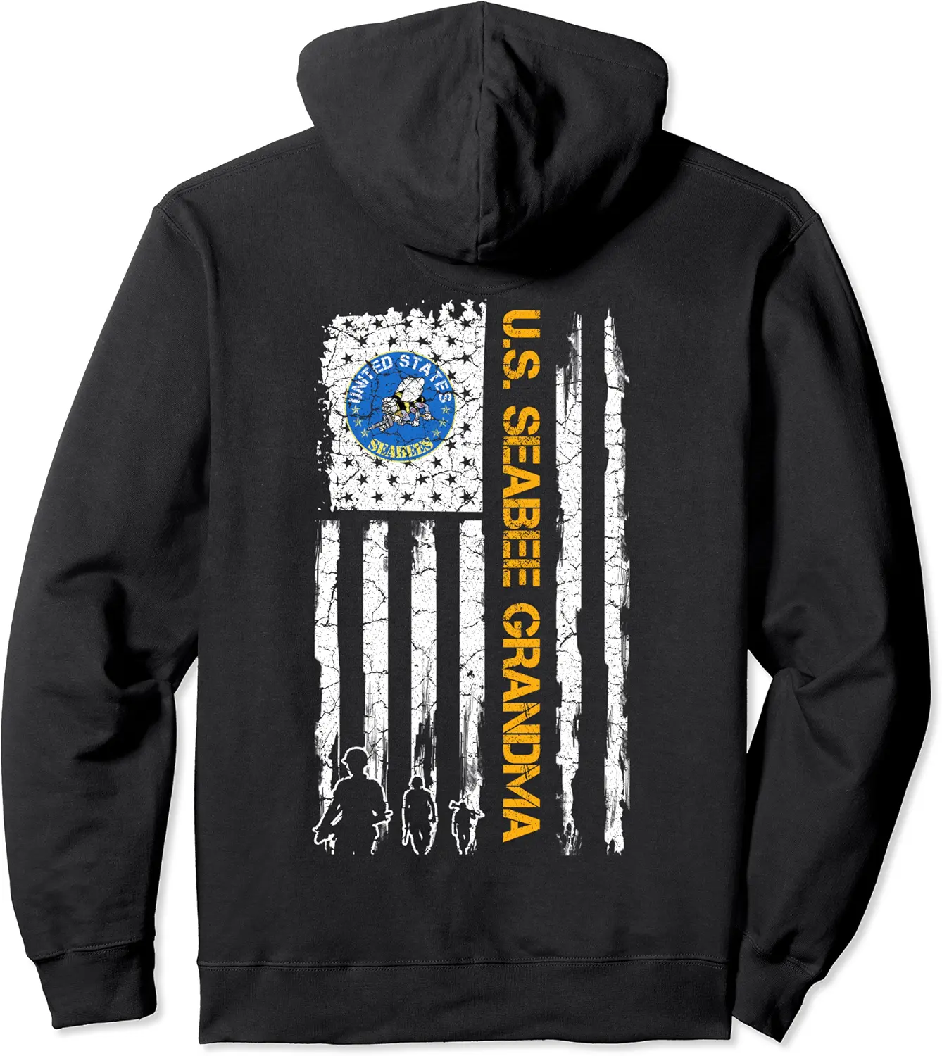 Vintage USA American Flag Proud US Seabee Grandma Military Pullover Hoodie - Terrancecar Shop 67B092F5N3WM