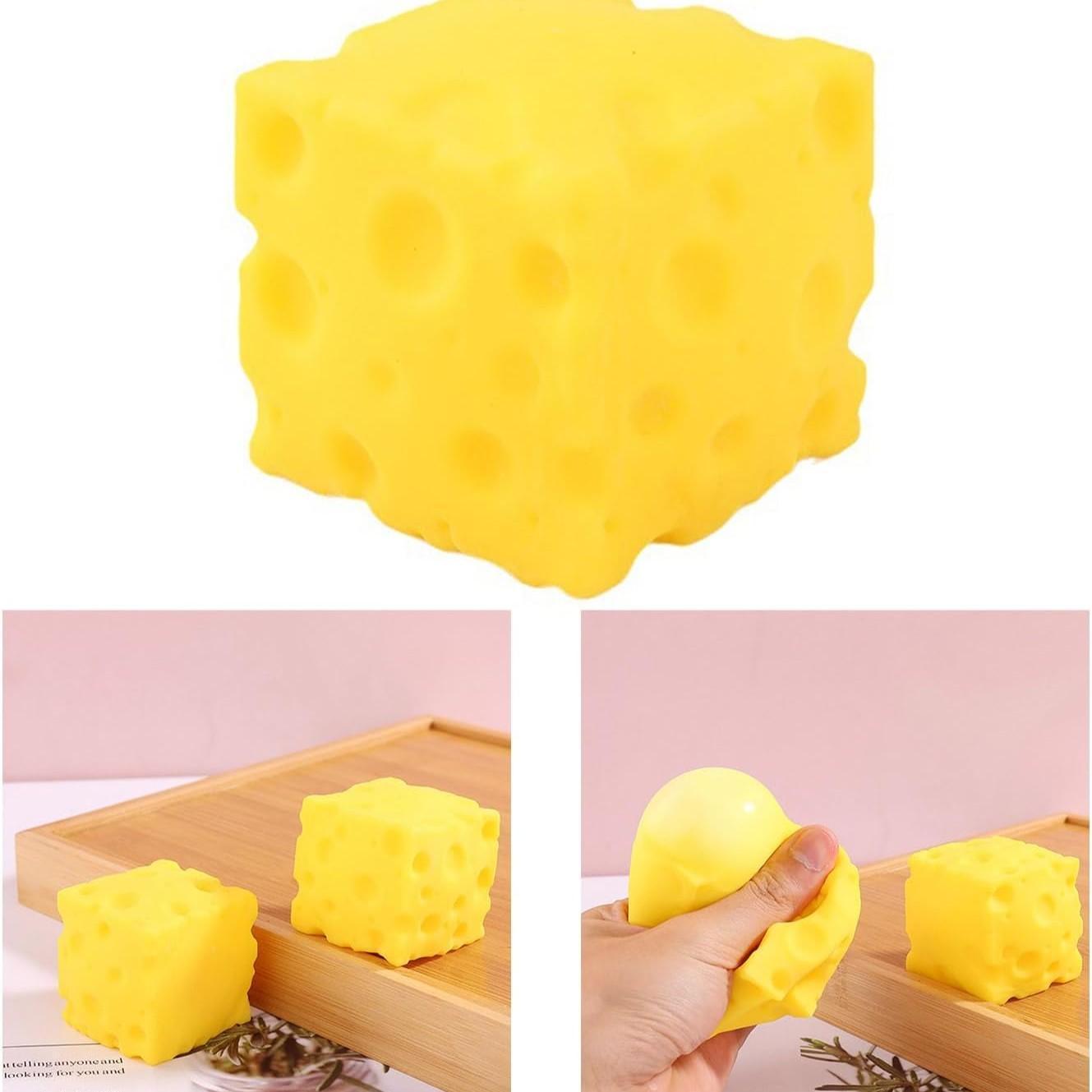 Yellow Cheese Squeeze Toy,Soft Novelty Toy, Rebounding Sensory,Help for Relax,Focus, Sensory Cheese for & Adults, Food Theme Cheese Cubes Squishy Toys,Stress Balls for Adults