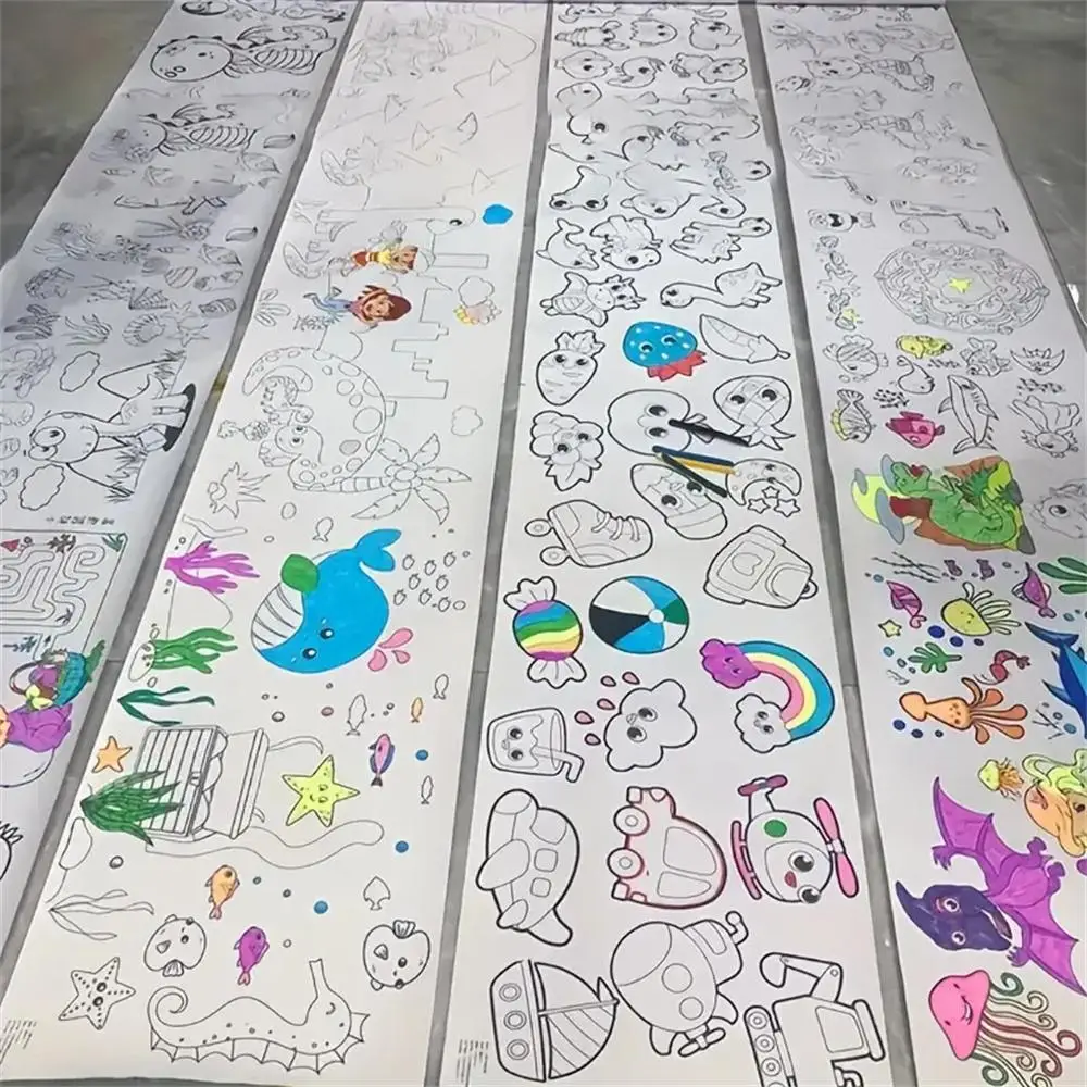 Drawing Roll Sticky Coloring Paper Rolls, 6pcs Different Themes Graffiti Scroll Diy Painting, Coloring Painting for Toddlers Boys Girls Gift