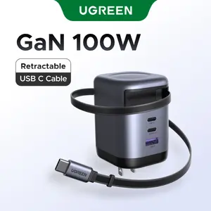 UGREEN USB C Charger Block 100W, 4-Port GaN Super Fast Charger, Type C Wall Charger Adapter with USB C Charging Cable for MacBook Pro/Air,iPad Pro, iPhone 17/16/15Pro and More，TikTokShopSpringGlowUp,Greenish