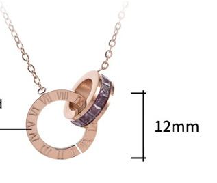 Roman Numeral Ring Diamond Titanium Steel Necklace Women's